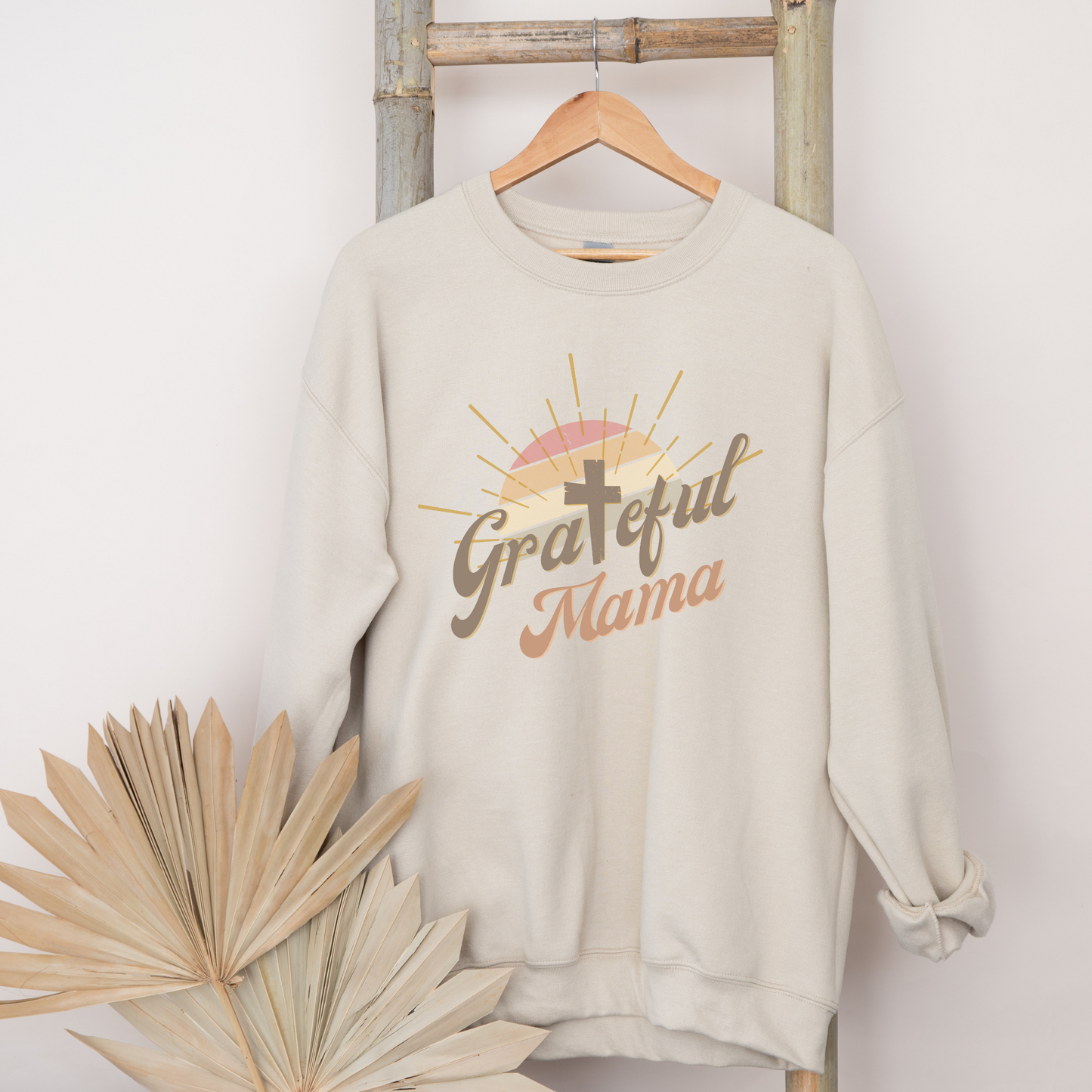 Grateful Mama Retro/Boho Style Christian Sweatshirt