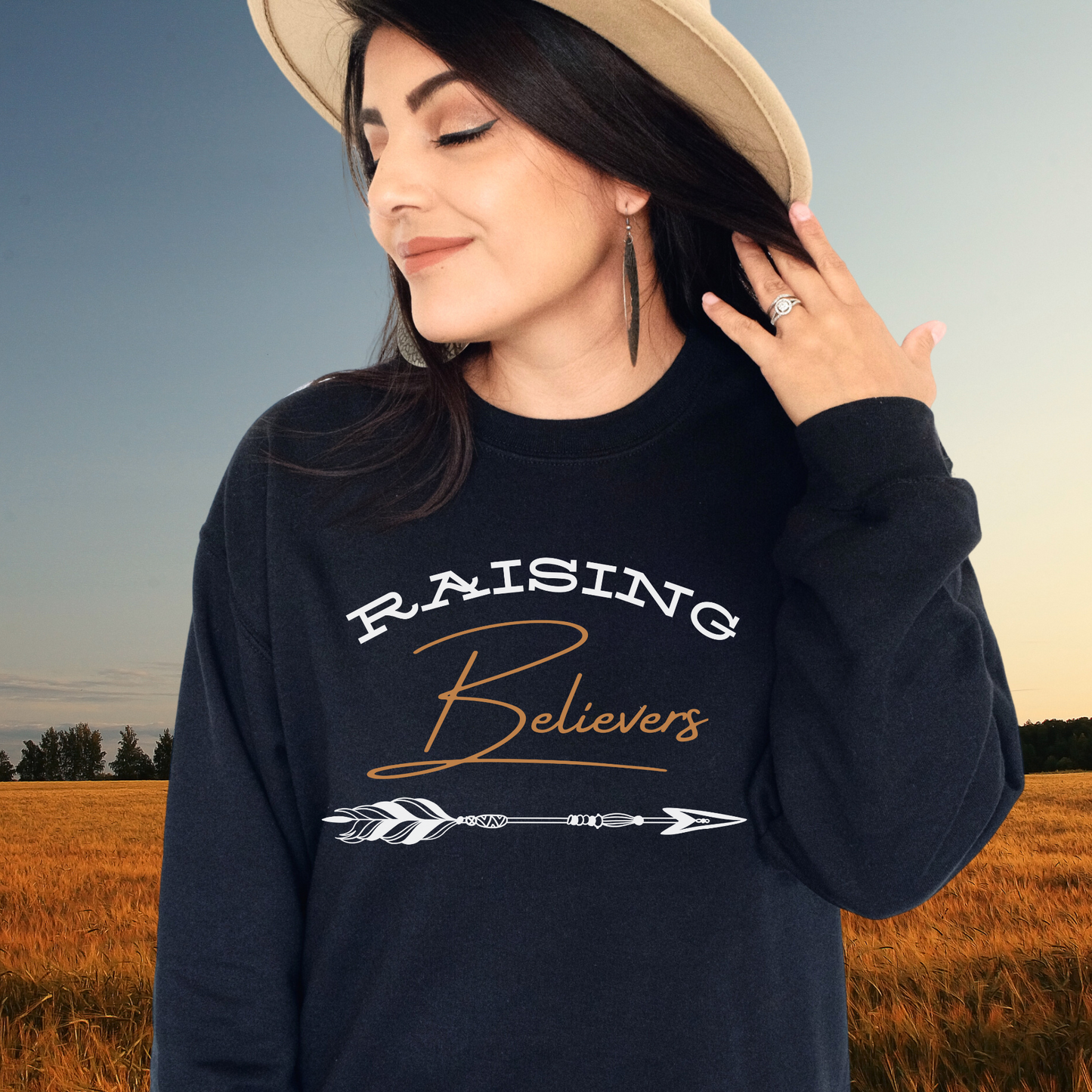 Raising Believers, Christian Sweatshirt for Moms, Boho Style Christian Shirt, Gift for Mothers