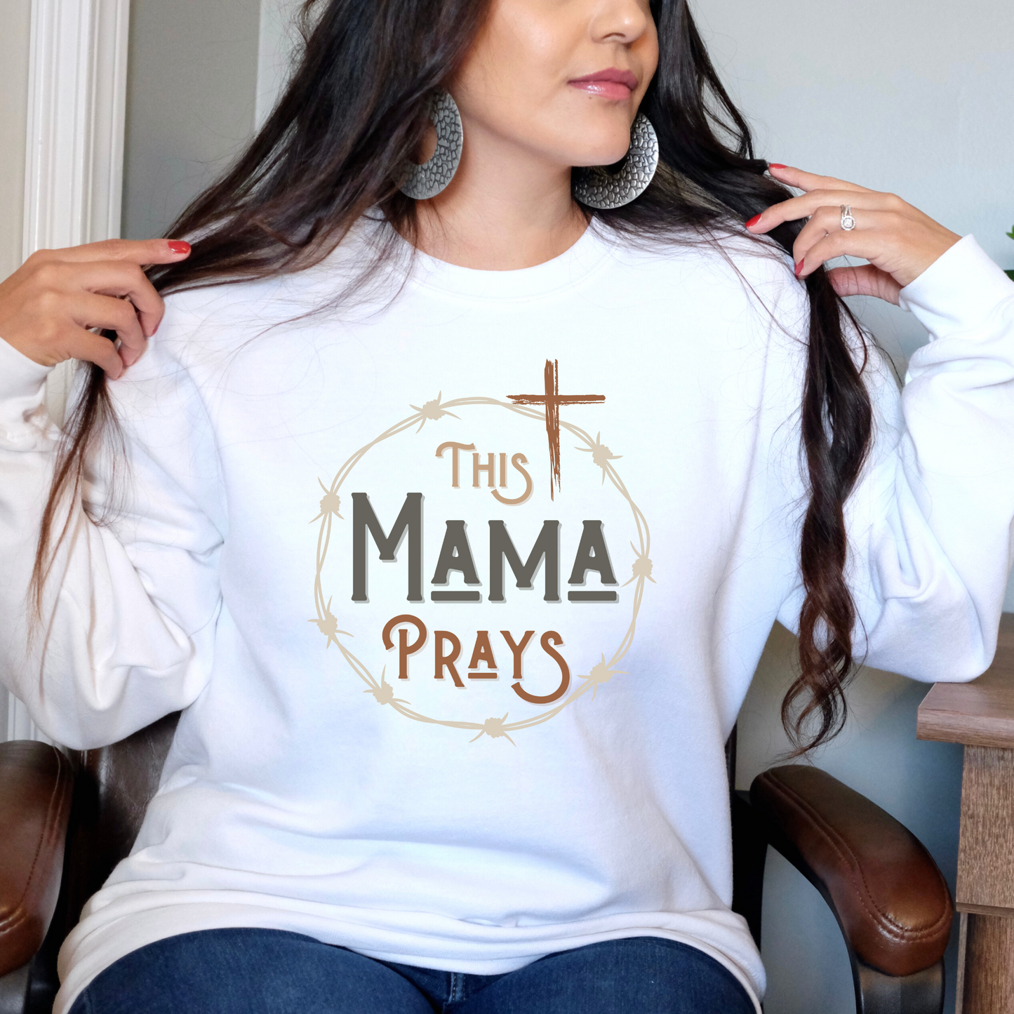 This Mama Prays, Western Inspired Christian Sweatshirt