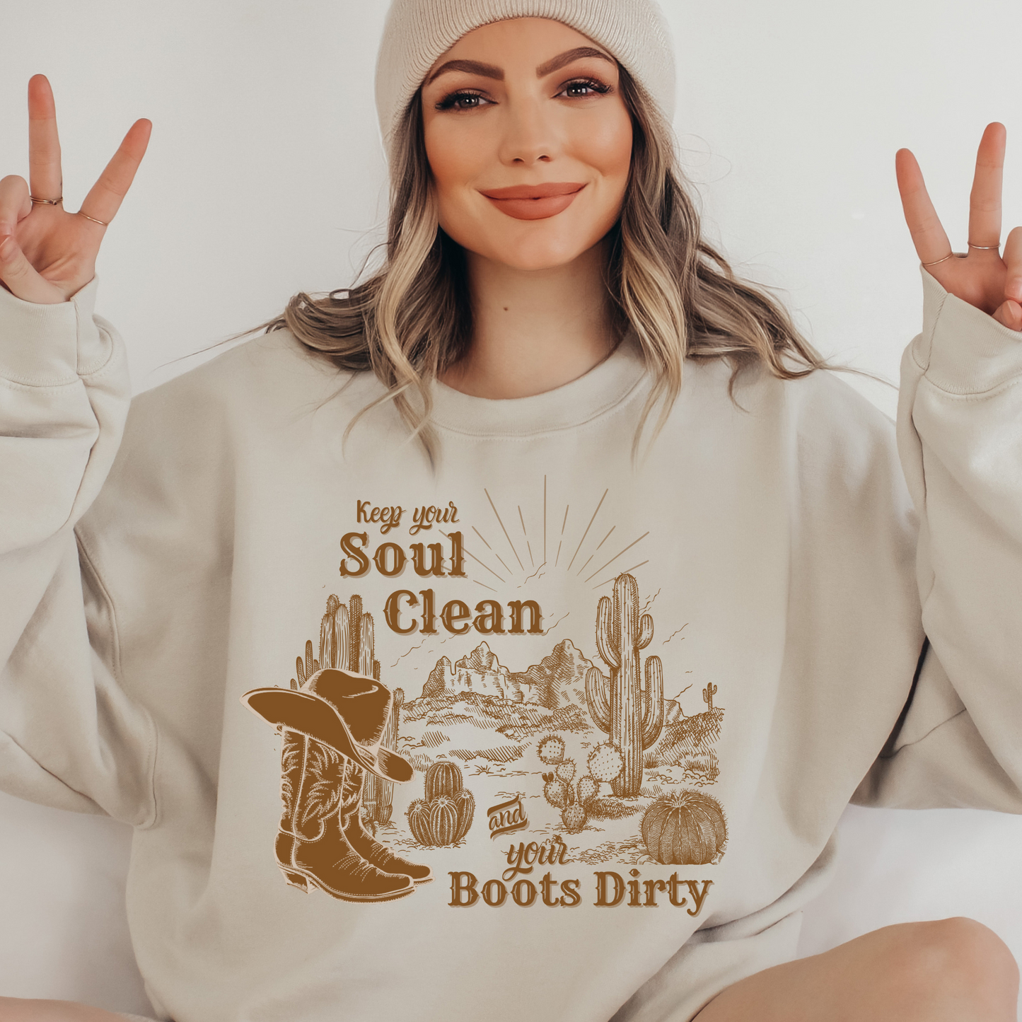 Keep Your Soul Clean and Your Boots Dirty, Western style Crewneck Sweatshirt, Christian Sweatshirt