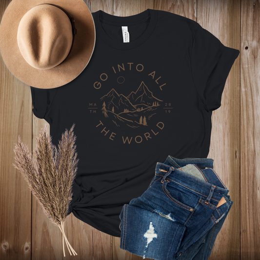 Go Into All The World, Vintage Black Women's T-shirt, Matthew 28:19, Christian Tee