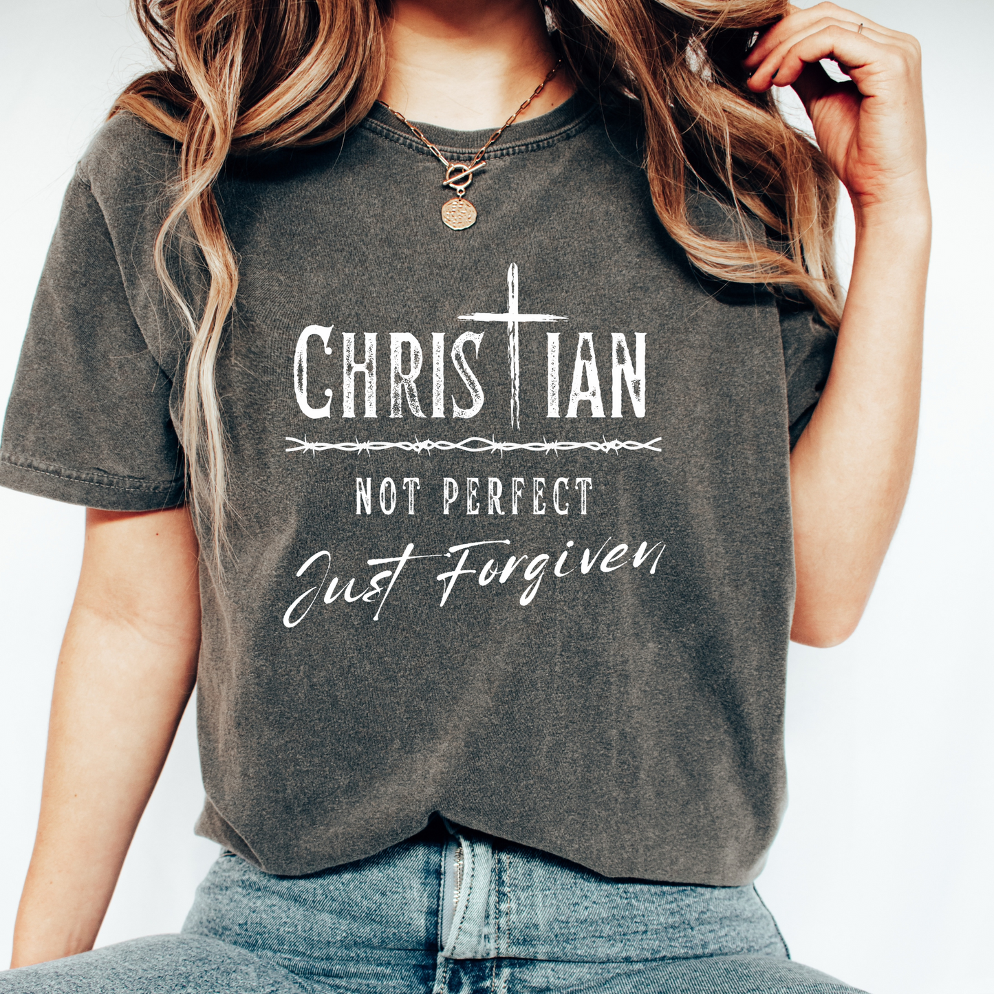 Christian: Not Perfect, Just Forgiven | Vintage Style Women's Garment-Dyed T-shirt