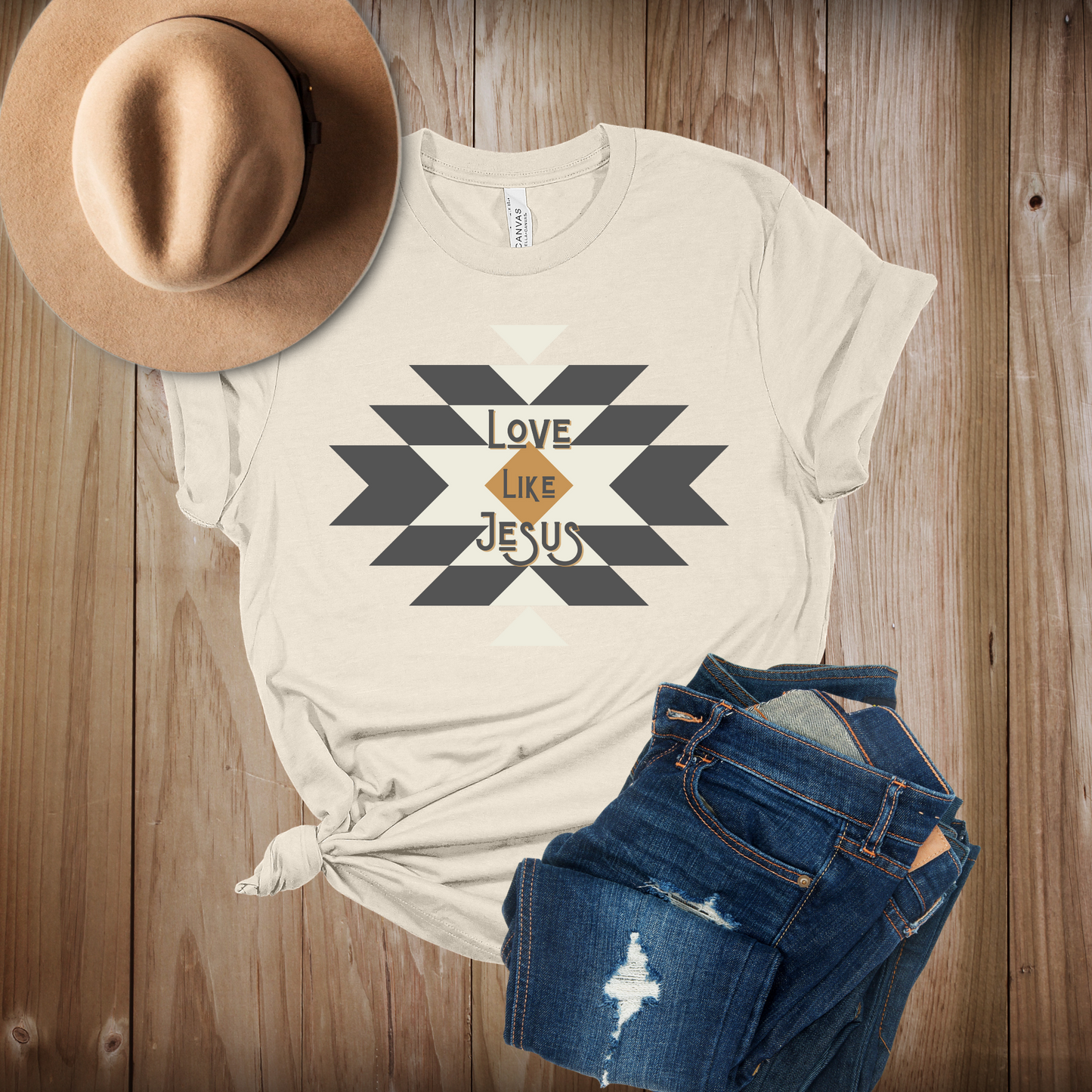 Love Like Jesus, Western-inspired Christian T-shirt, Available in Soft Cream or Athletic Heather