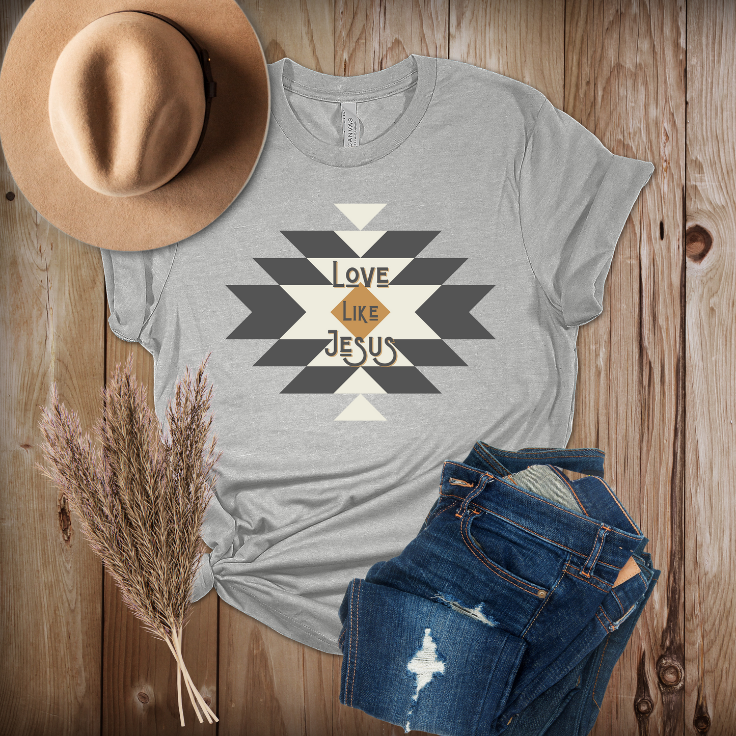 Love Like Jesus, Western-inspired Christian T-shirt, Available in Soft Cream or Athletic Heather