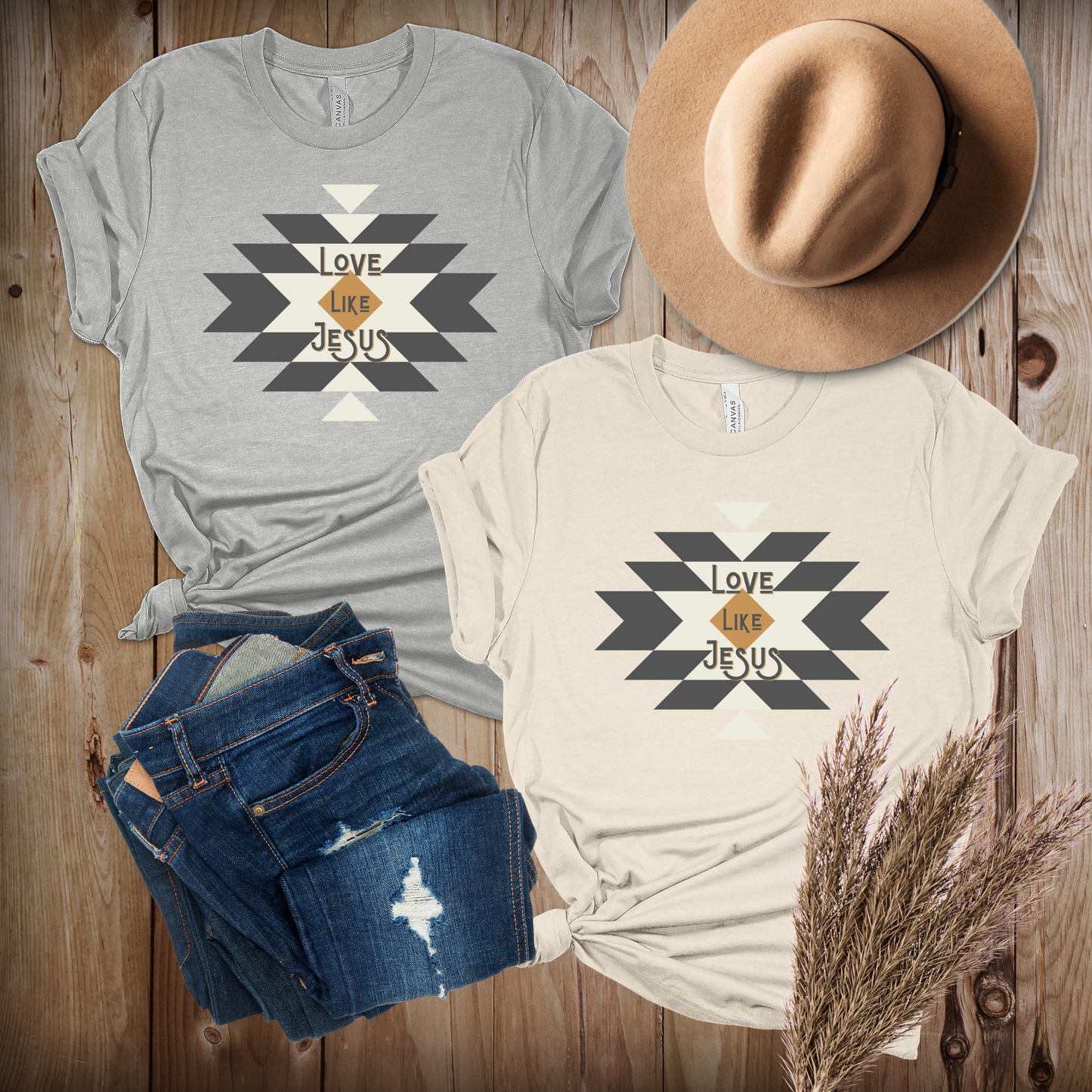 Love Like Jesus, Western-inspired Christian T-shirt, Available in Soft Cream or Athletic Heather