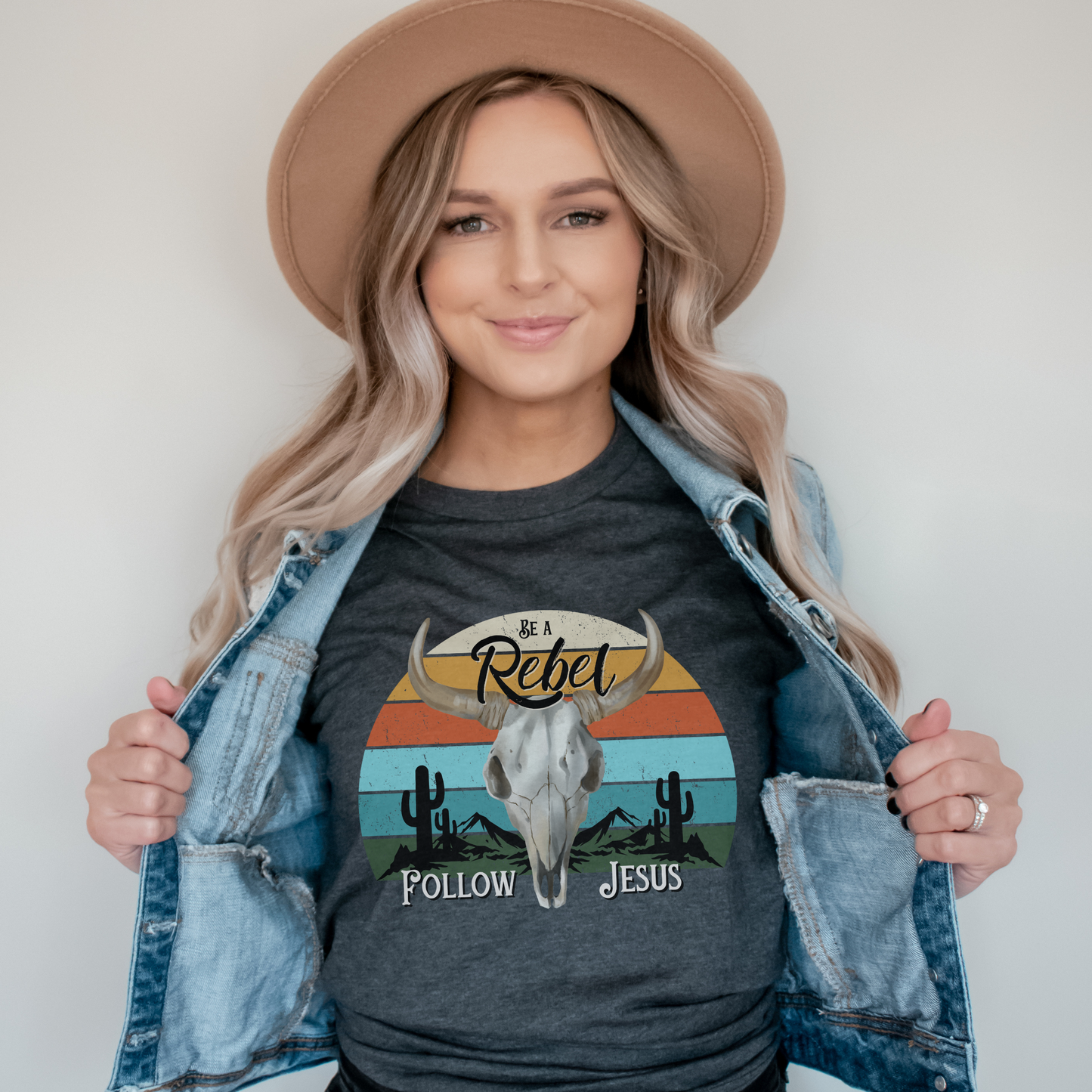 Be a Rebel, Follow Jesus | Western/Boho Style Christian Tee