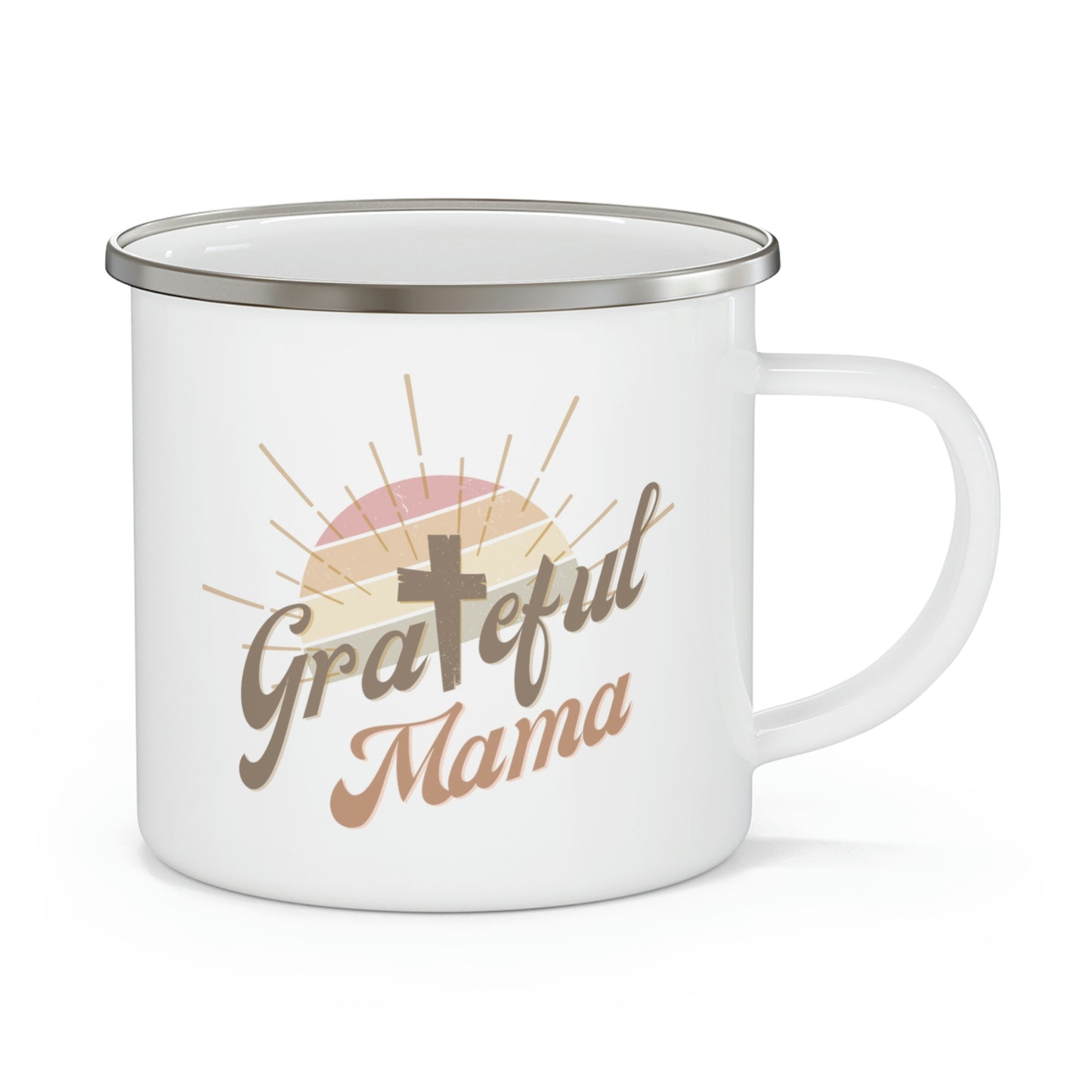 Grateful Mama, Enamel Mug, Christian Coffee Mug for Moms