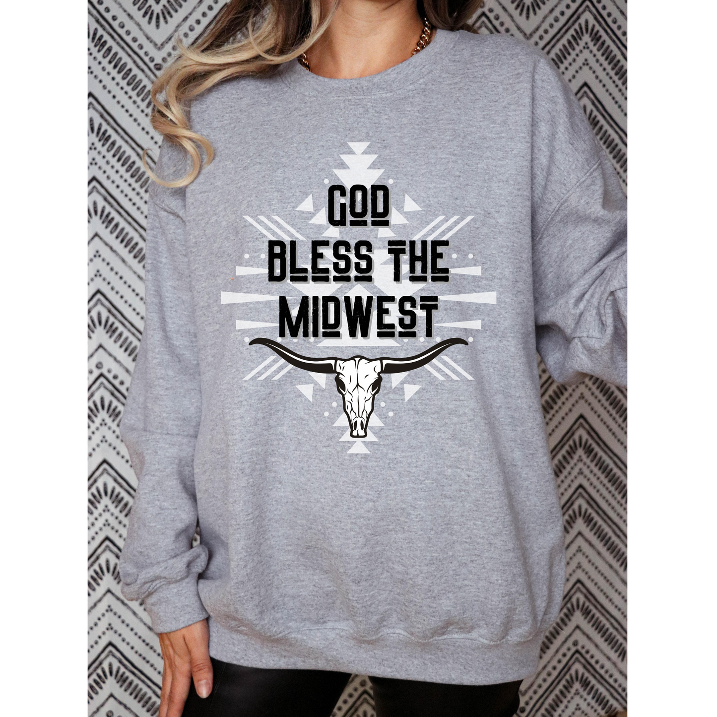 God Bless the Midwest, Western-style Crewneck Sweatshirt