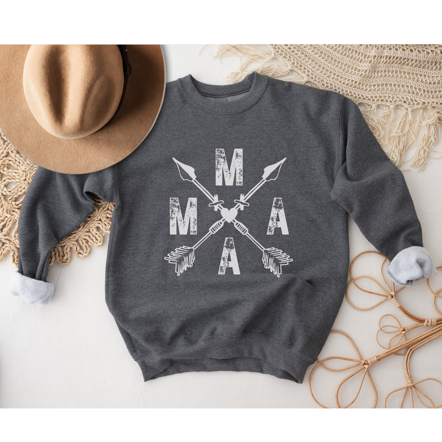 Mama Boho Style Crewneck Sweatshirt, Sweatshirt for Moms