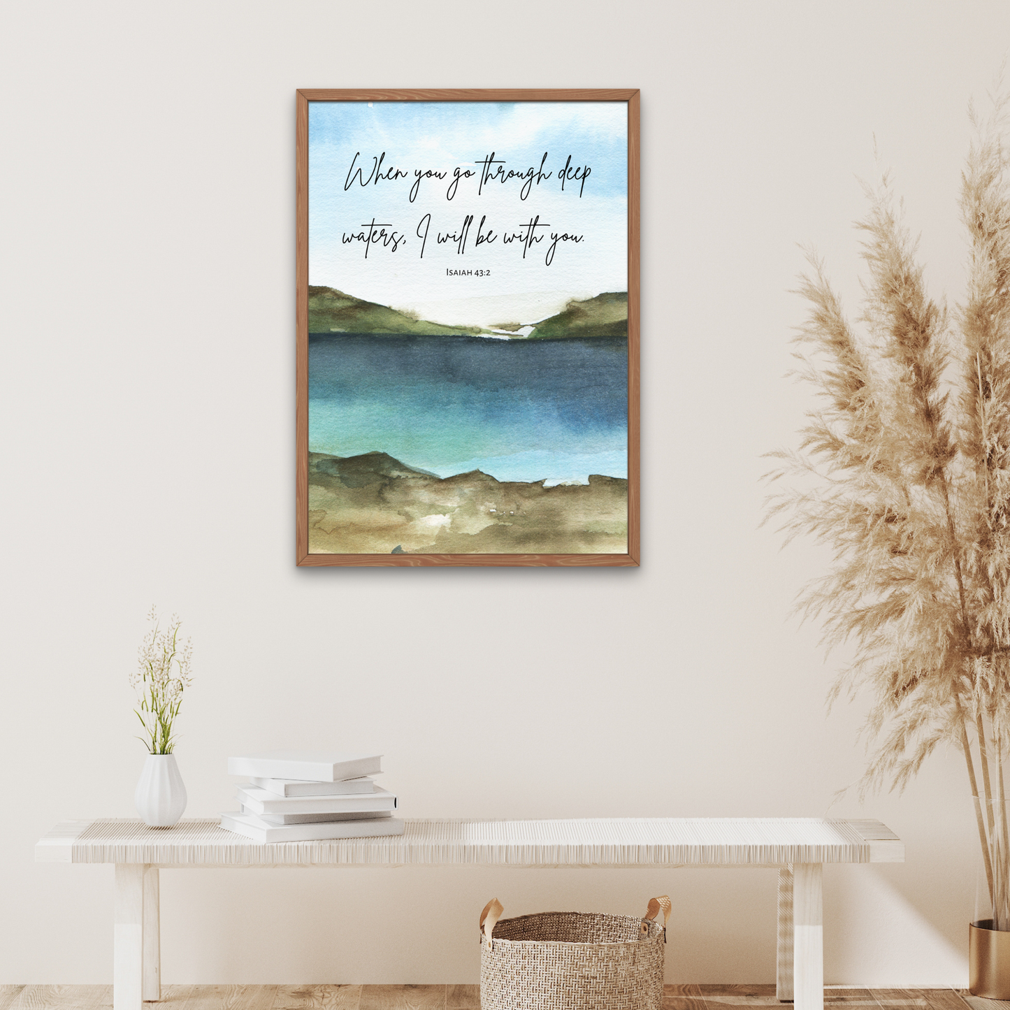 Large Wall Art Print, When You Go Through Deep Waters, I Will Be With You, Isaiah 43:2, 11x14 - 24x36