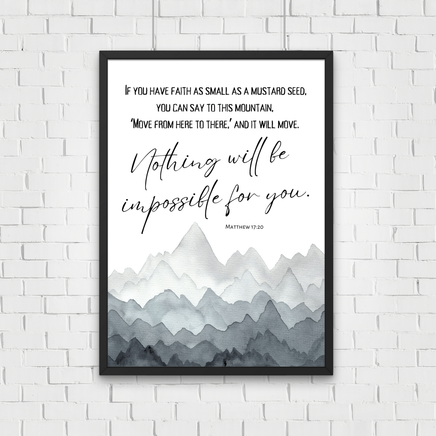 Large Wall Art Print, Faith As Small As A Mustard Seed, Matthew 17:20, 11x14 - 24x36