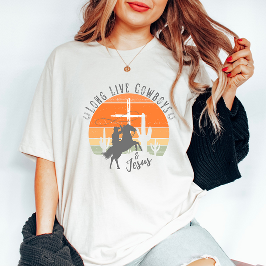 Long Long Live Cowboys & Jesus, Western Inspired Christian T-Shirt