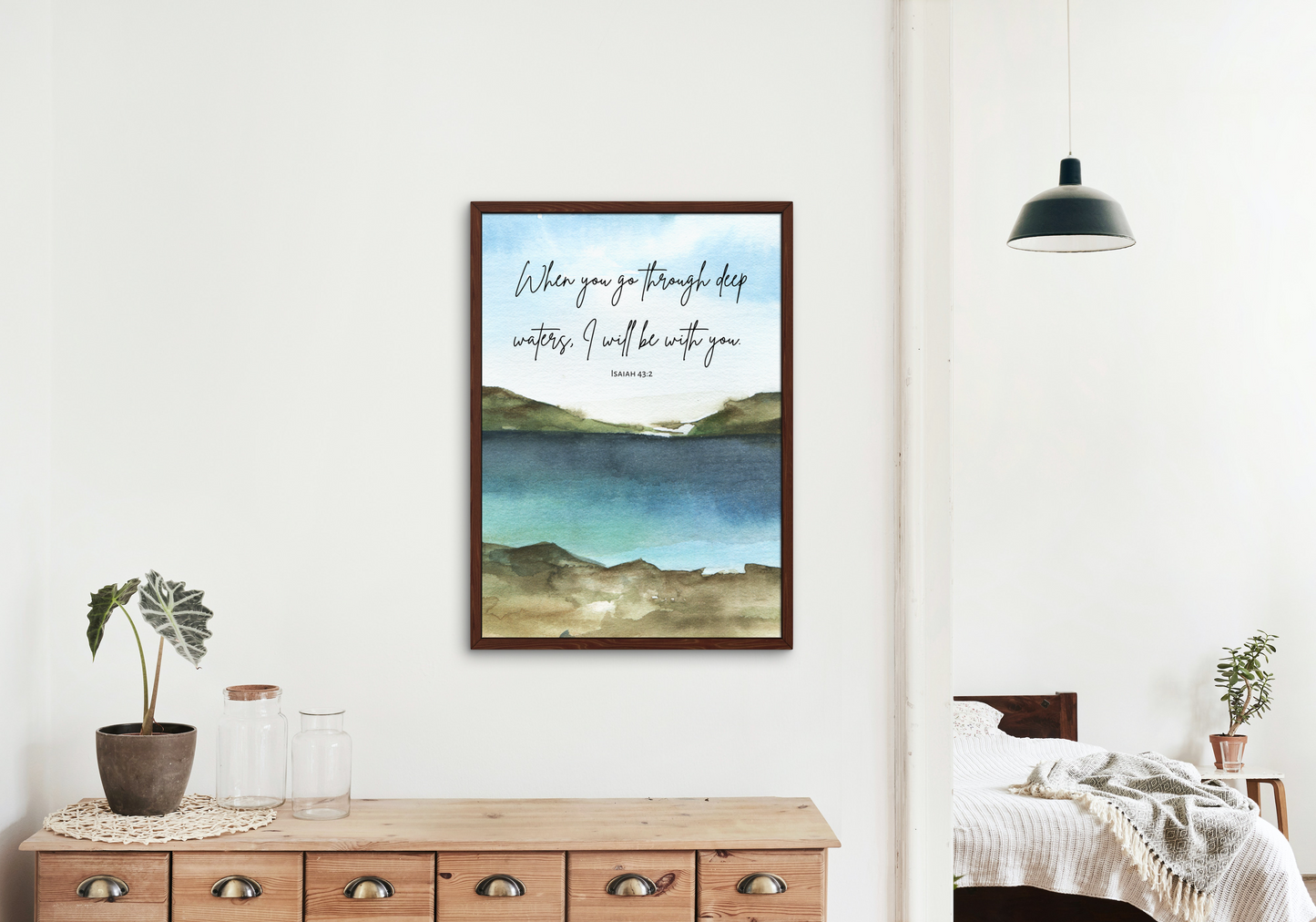 Large Wall Art Print, When You Go Through Deep Waters, I Will Be With You, Isaiah 43:2, 11x14 - 24x36