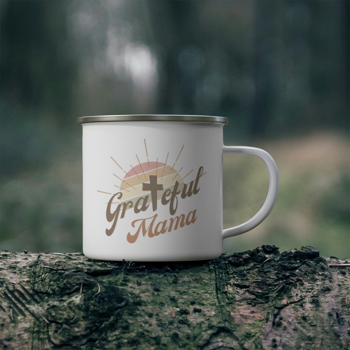 Grateful Mama, Enamel Mug, Christian Coffee Mug for Moms