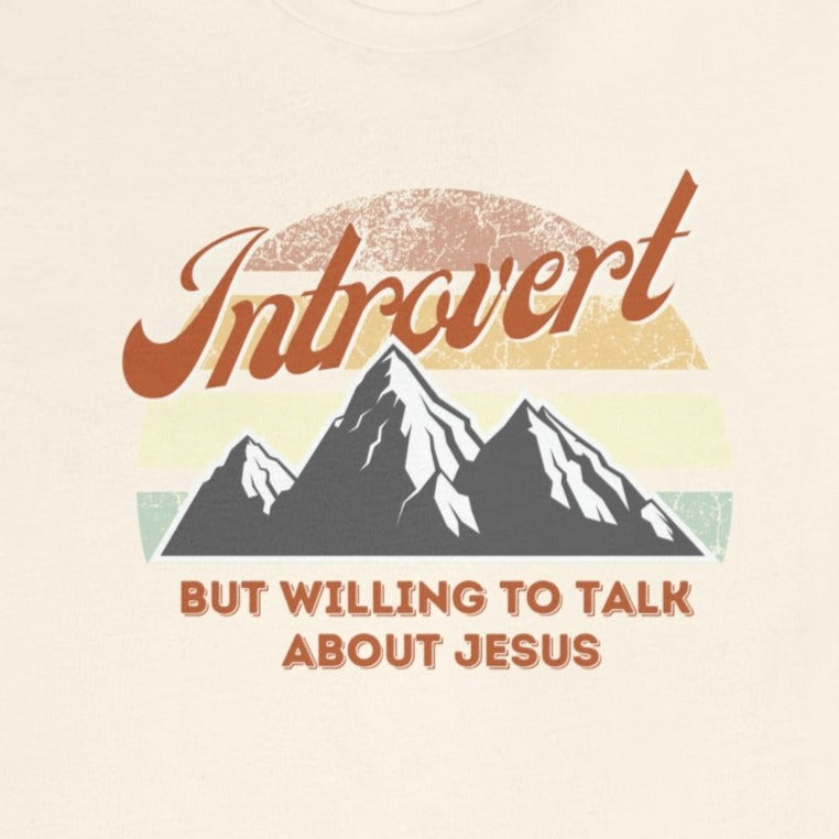 Introvert, But Willing to Talk About Jesus, Boho-style Christian t-shirt, Trendy Christian Tee